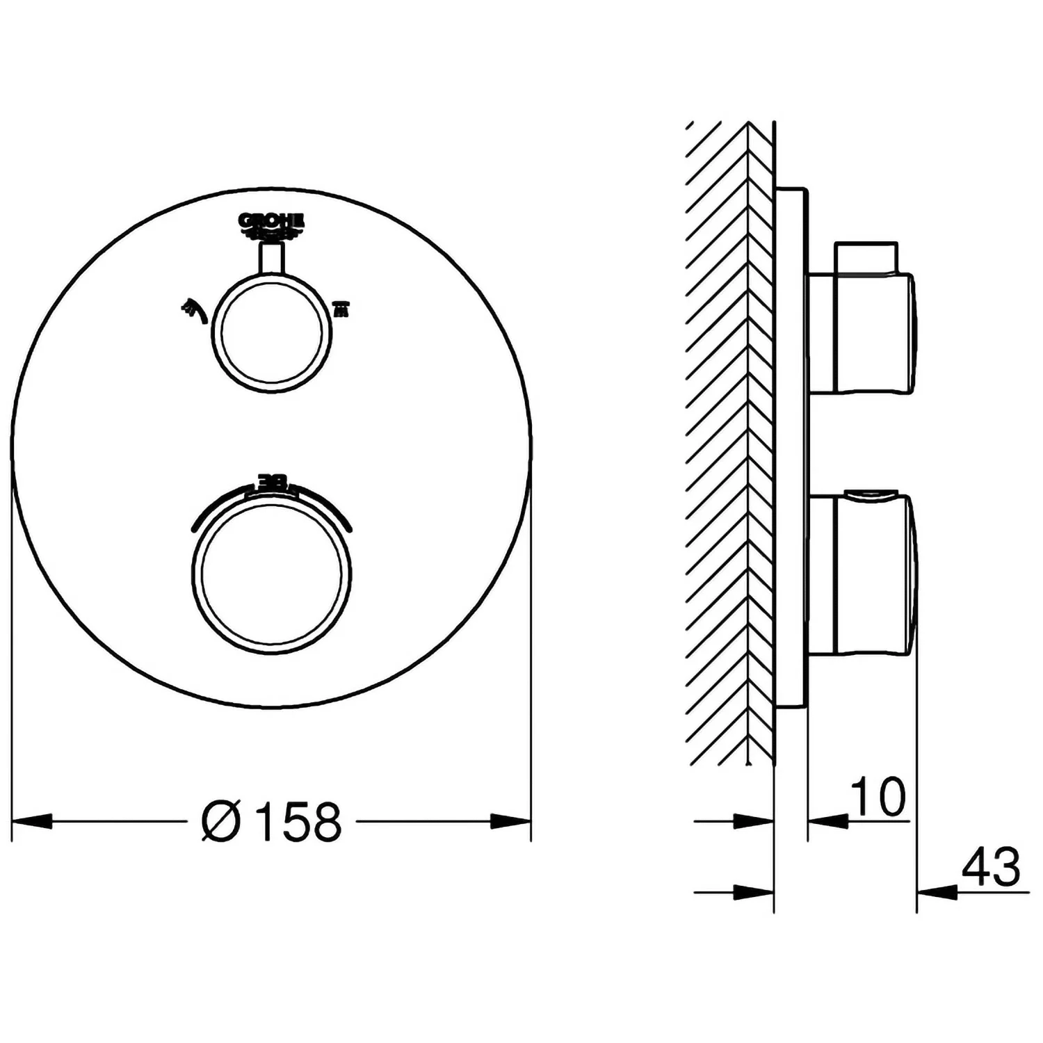 GROHE Grohtherm Thermostat-Brausebatterie für Rapido SmartBox mit intergrierter 2-Wege-Umstellung Bild 4