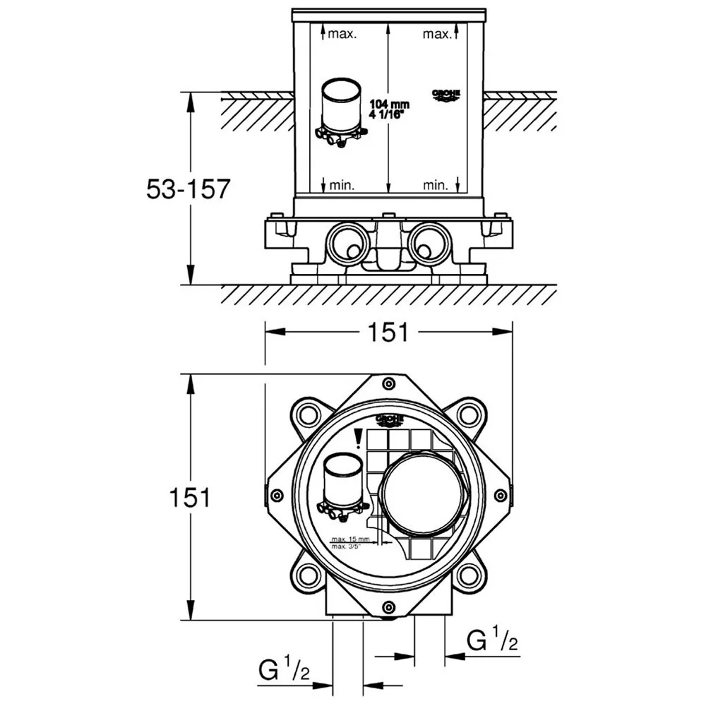 GROHE Rohbauset für freistehende Wanneneinläufe Bild 2