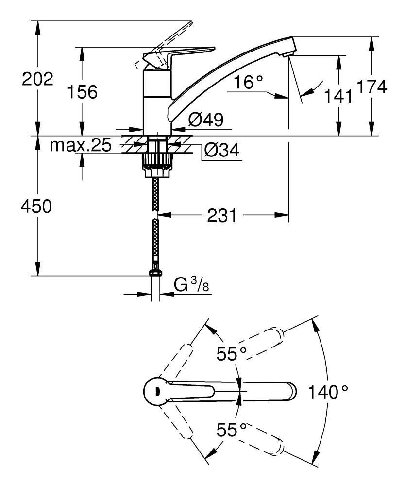 GROHE BauEco Einhand-Spültischbatterie, DN 15 Bild 4