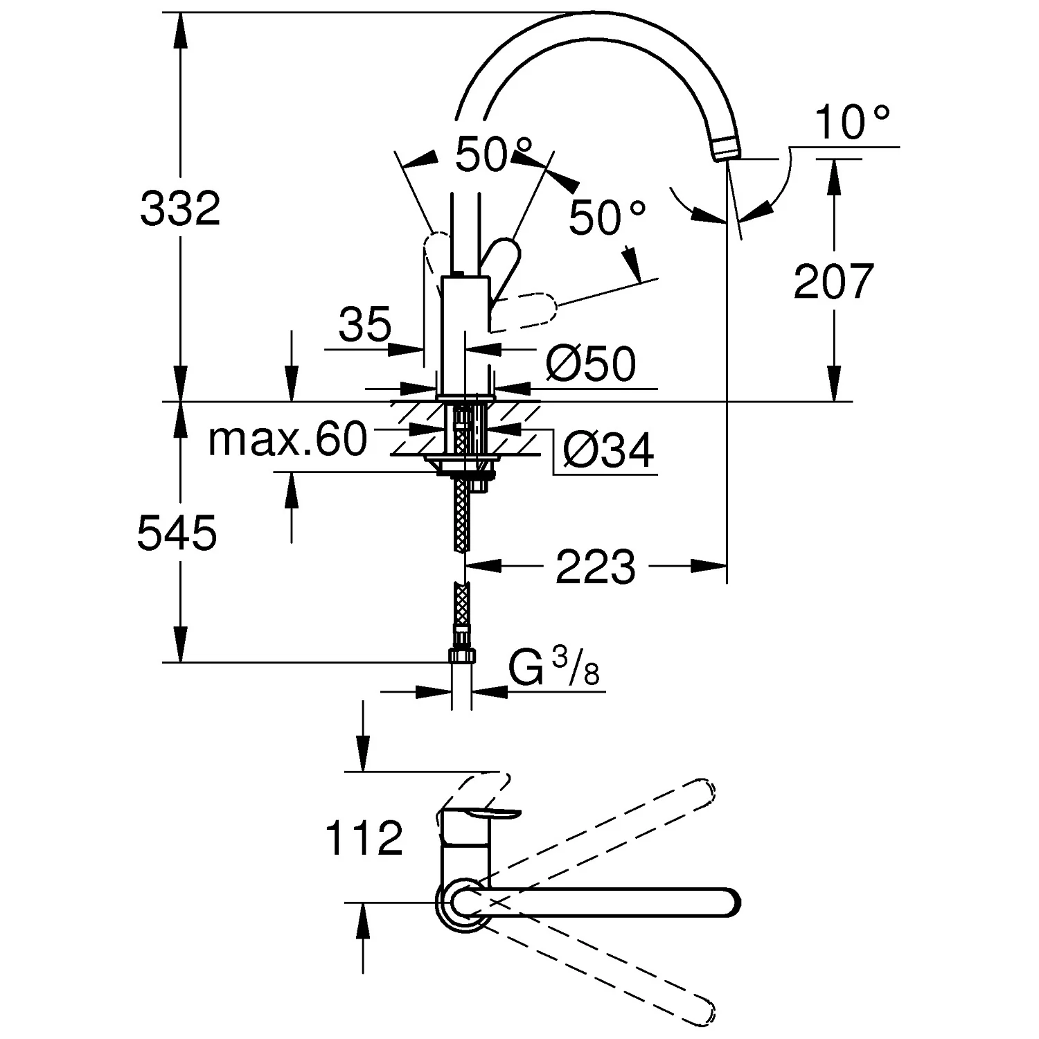 GROHE BauEdge Einhand-Spültischbatterie, DN 15 Bild 3