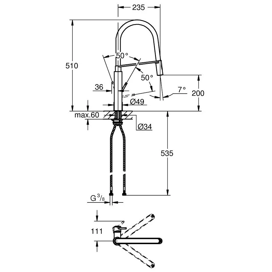 GROHE Concetto Einhand-Spültischbatterie mit ausziehbarer Profibrause Bild 3