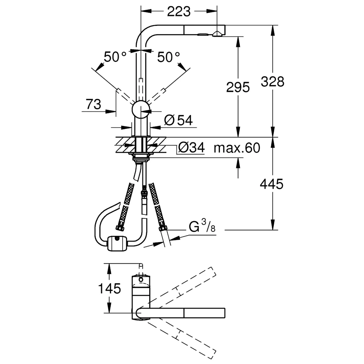 GROHE Minta Einhand-Spültischbatterie mit herausziehbarer Spülbrause SpeedClean Bild 5