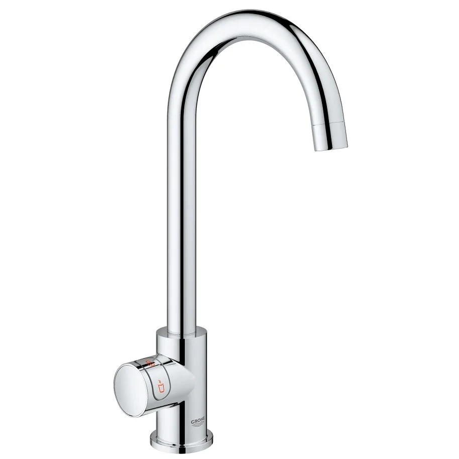Chromowana bateria kuchenna widok z przodu, Grohe