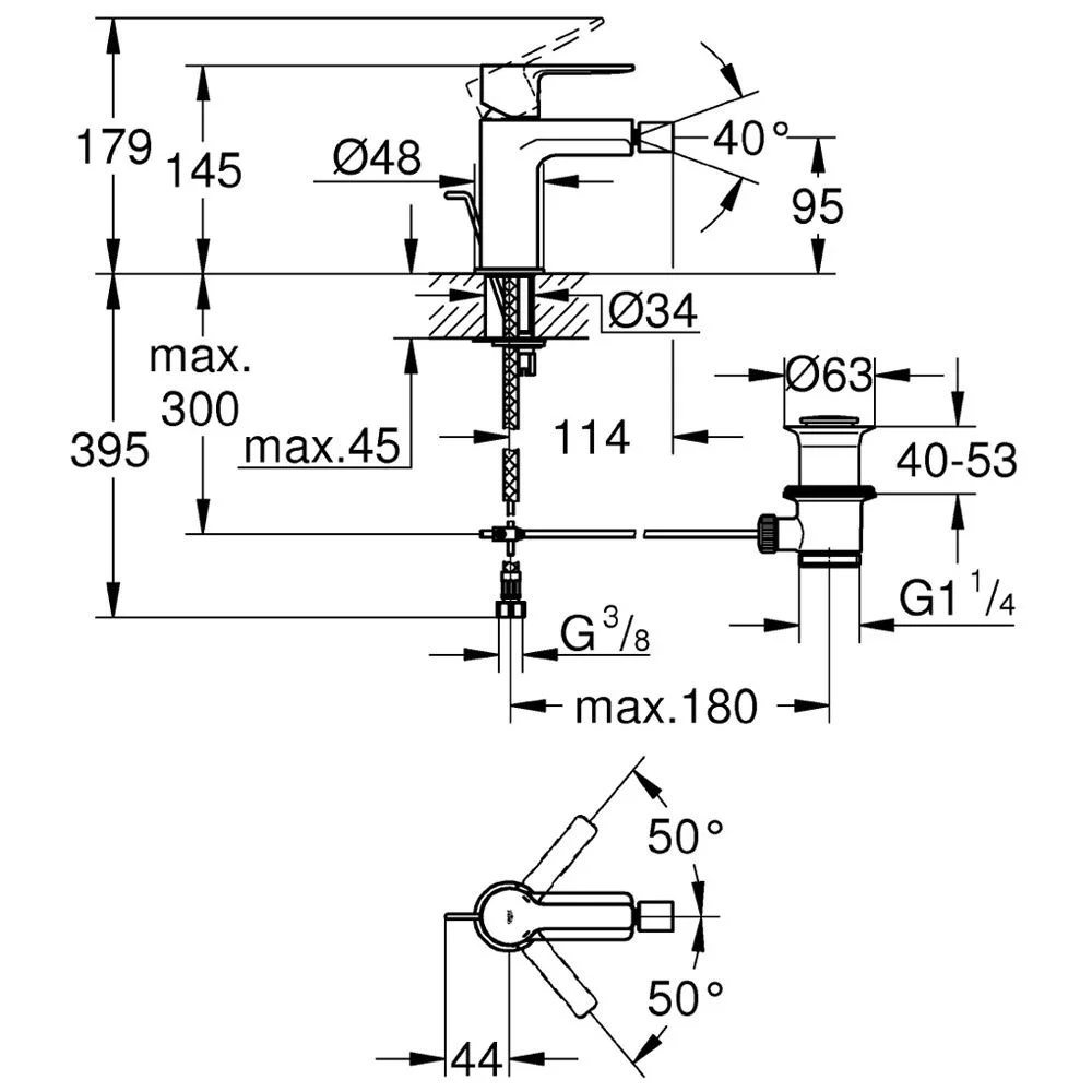 GROHE Lineare New Einhand-Bidetbatterie Bild 2