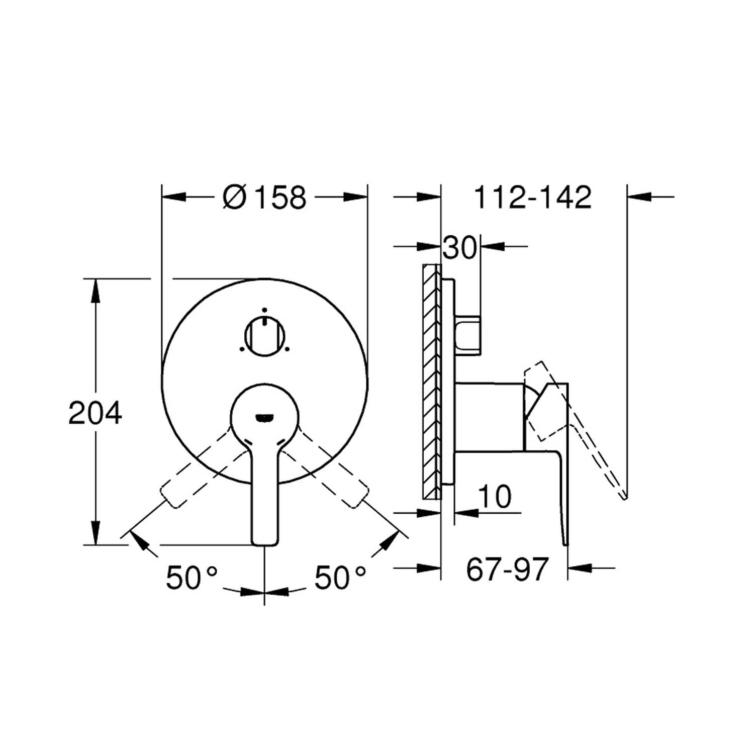 GROHE Lineare New Einhandbatterie mit 3-Wege Umstellung Unterputz Bild 2