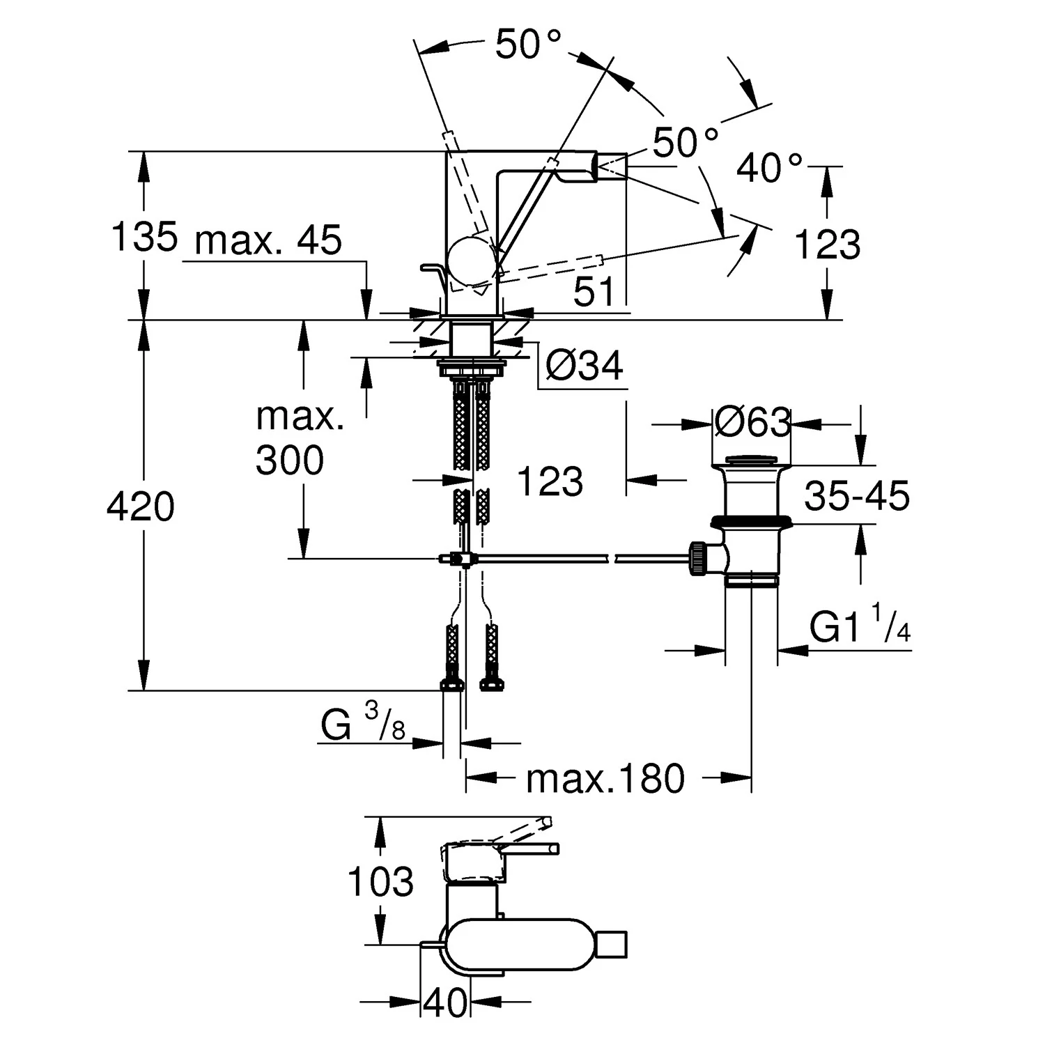 GROHE Plus Einhand-Bidetbatterie Bild 3