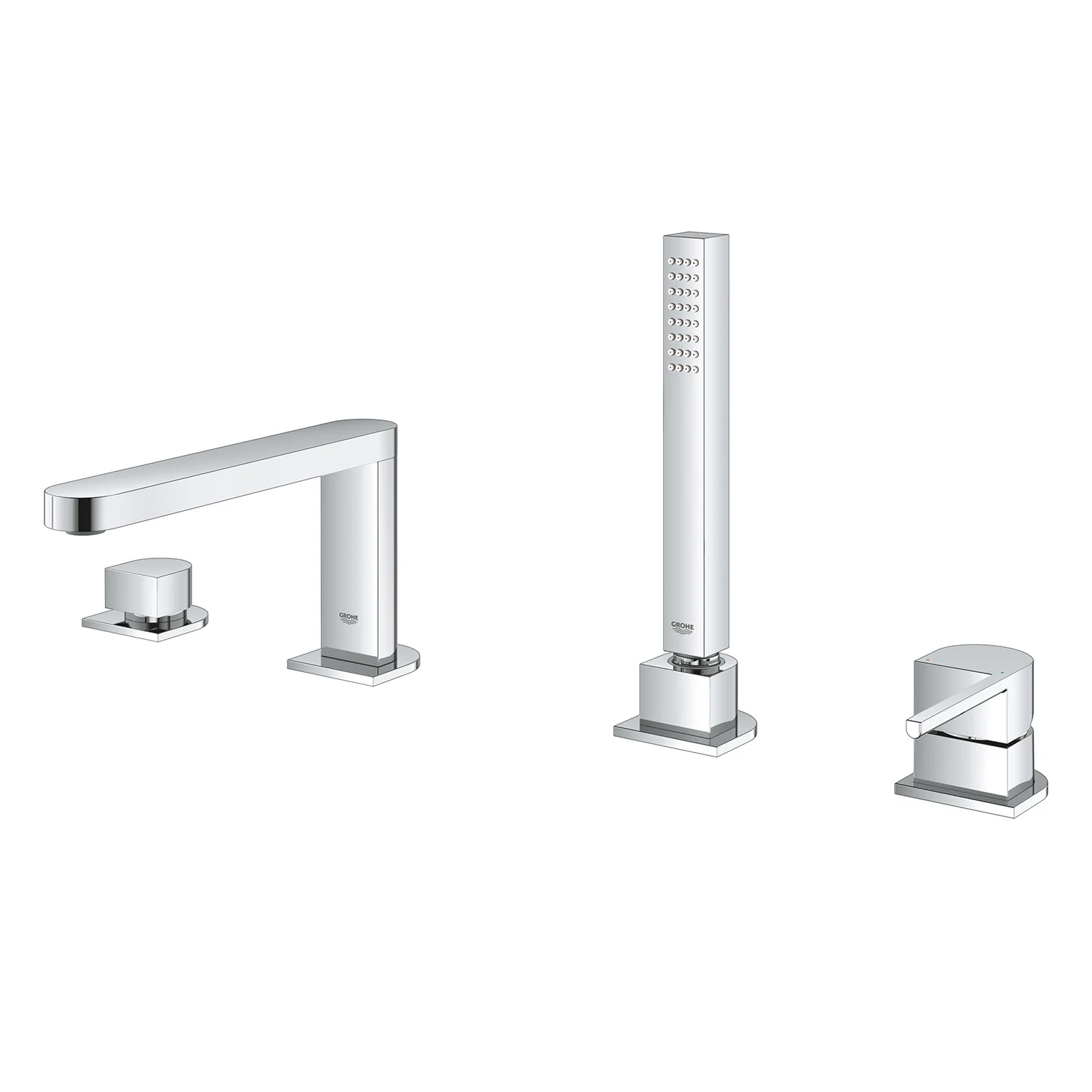 Bateria wannowa czterootworowa w chromie, widok z boku, Grohe