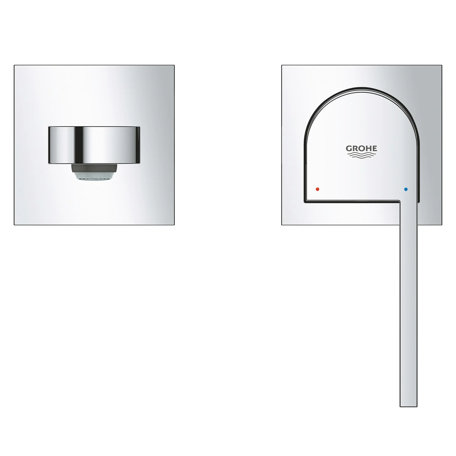 Rysunek techniczny baterii umywalkowej 2-otworowej, Grohe