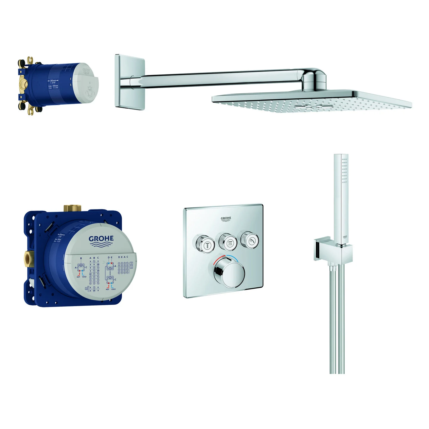 GROHE SmartControl Duschsystem Unterputz, eckig