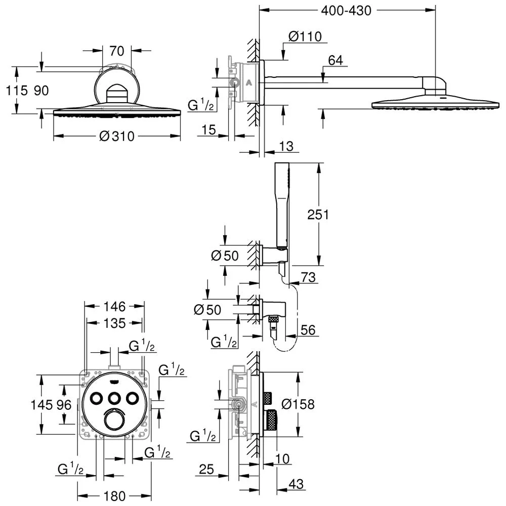 GROHE SmartControl Duschsystem Unterputz, rund Bild 2