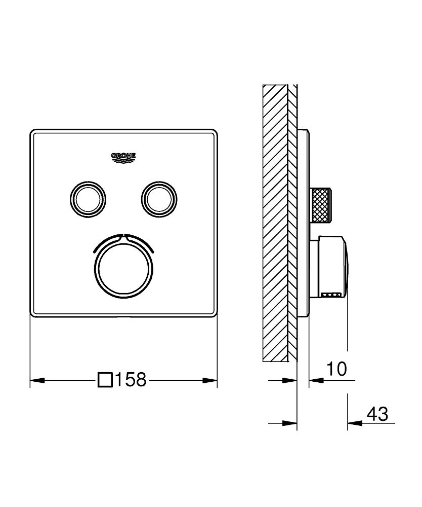 GROHE SmartControl Unterputzmischer Fertigmontageset mit 2 Absperrventilen, eckige Ausführung Bild 3