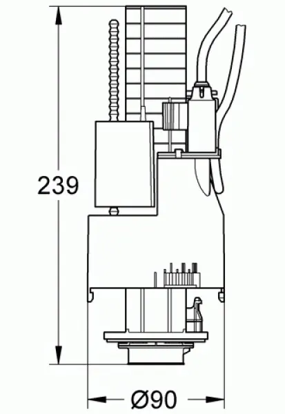 Rysunek techniczny pneumatycznego zaworu odpływowego, Grohe