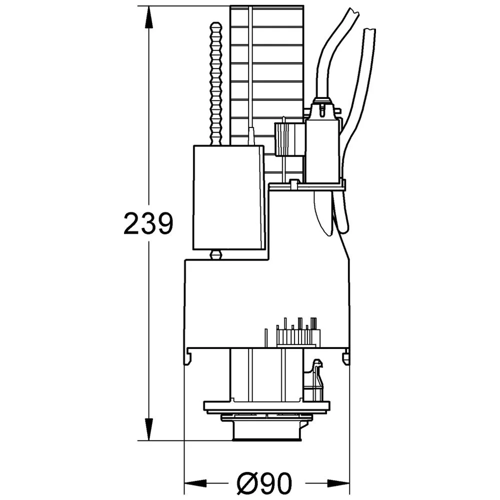 Rysunek techniczny pneumatycznego zaworu odpływowego, Grohe