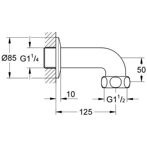 Rysunek techniczny kolana wylotowego, Grohe