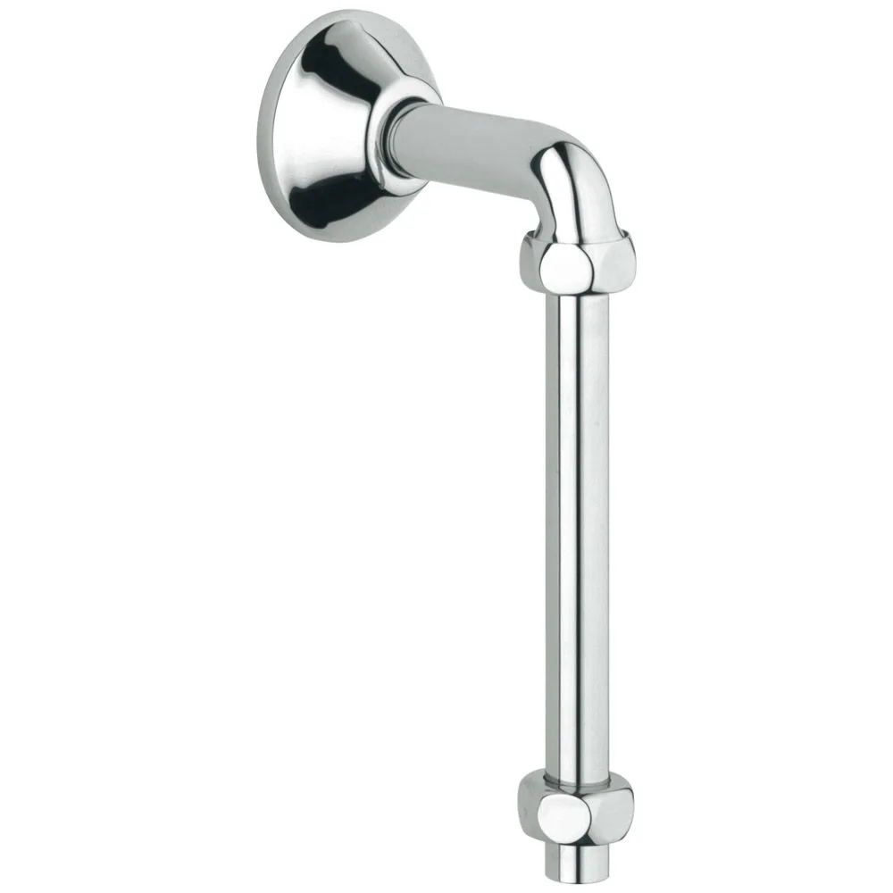 Widok z boku chromowanego kolanka wylotowego, Grohe
