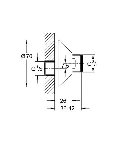 Rysunek techniczny elementu łączącego, Grohe
