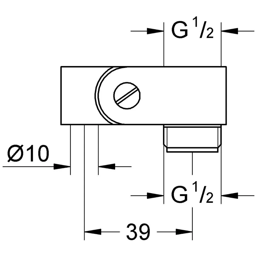Rysunek techniczny elementu przegubowego z wymiarami, Grohe