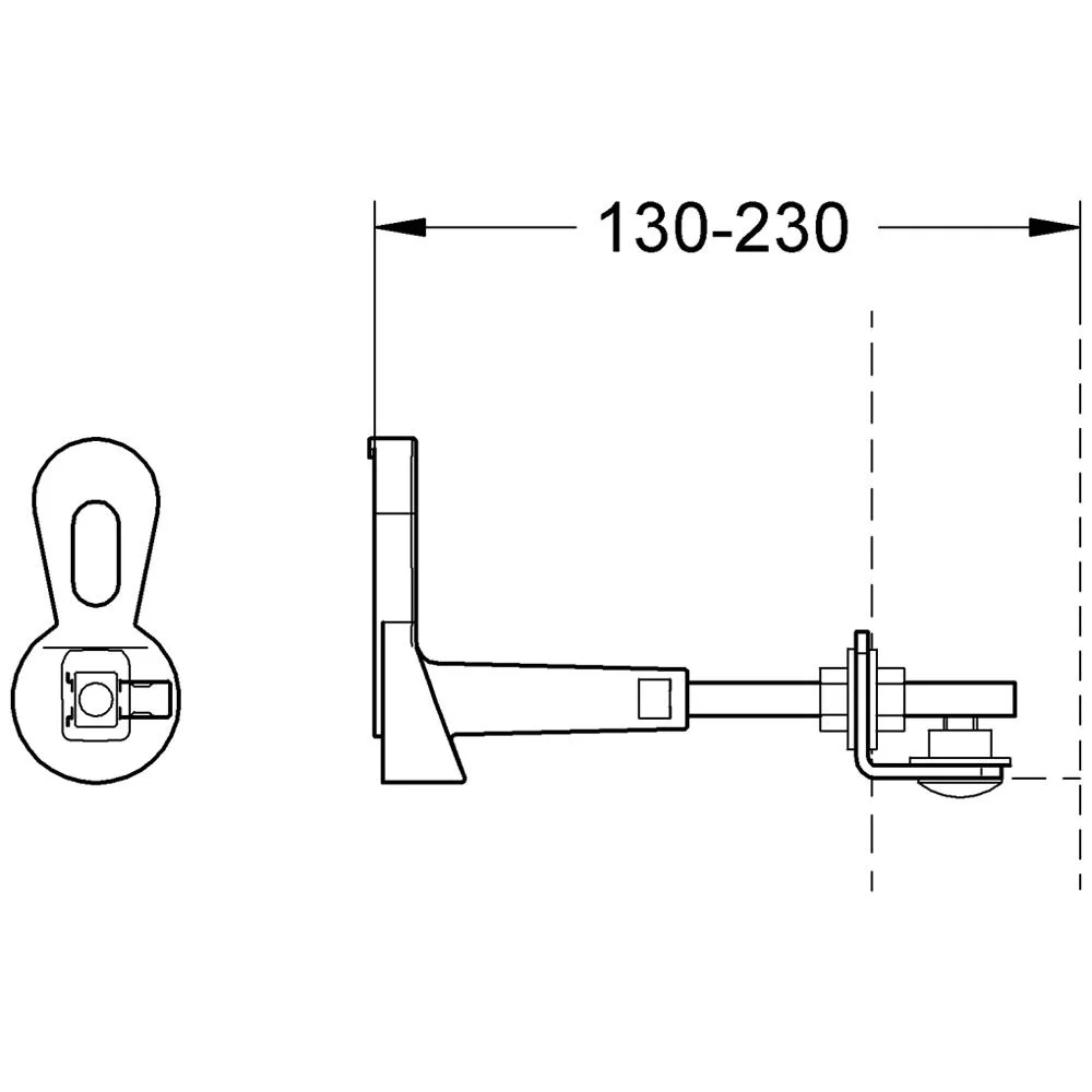 Rysunek techniczny akcesorium montażowego z wymiarami, Grohe