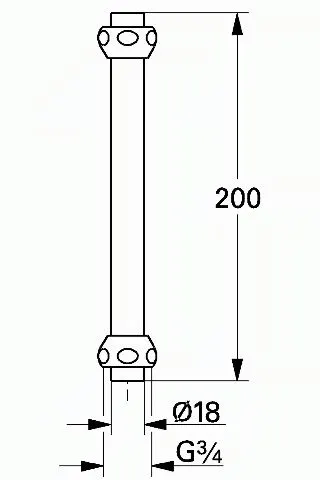 Rysunek techniczny rury przedłużającej, Grohe