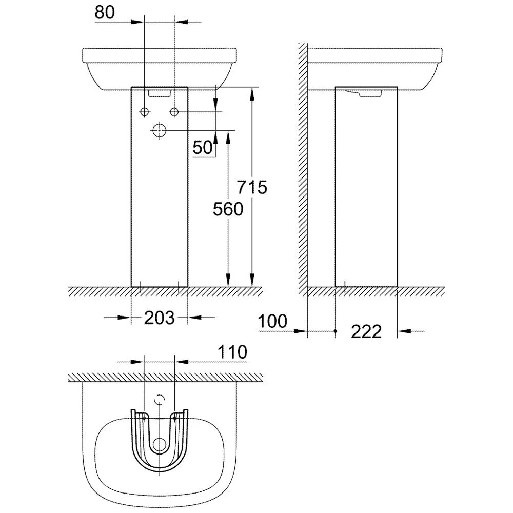 GROHE Euro Keramik Standsäule für Waschtisch Bild 3