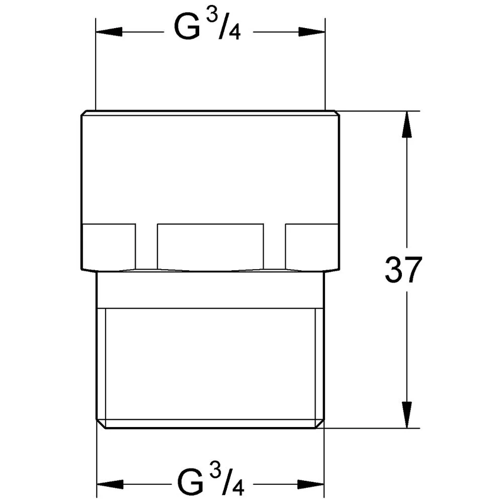 Rysunek techniczny zaworu z wymiarami, Grohe