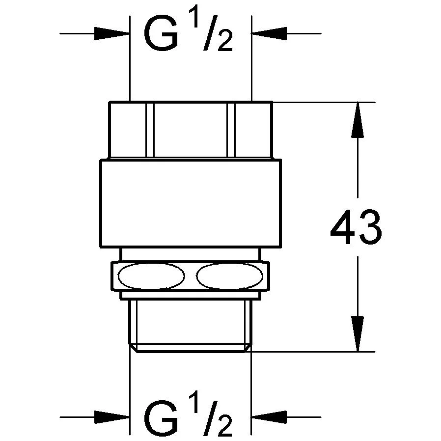 Rysunek techniczny zaworu z wymiarami, Grohe
