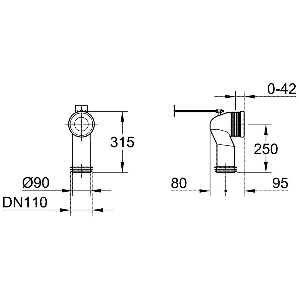 GROHE WC-Ablaufbogen 9,35-13,7 cm Bild 2