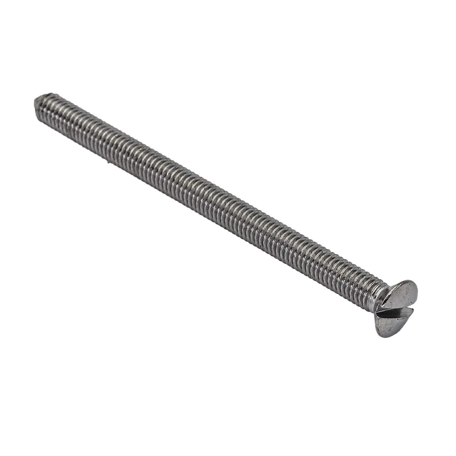 Śruba metalowa widok z boku, srebrna, Hansa