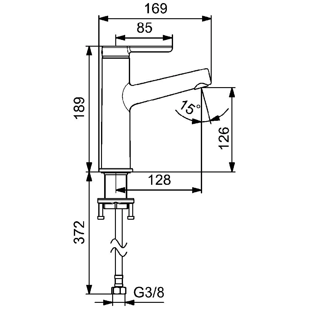Rysunek techniczny kranu z wymiarami, Hansa