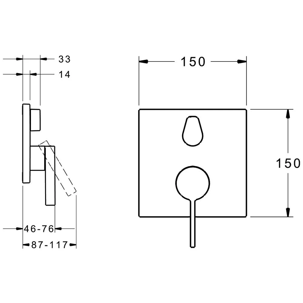 Hansa HANSALOFT Einhand-Wannen-Funktionseinheit, Rosette eckig Bild 2