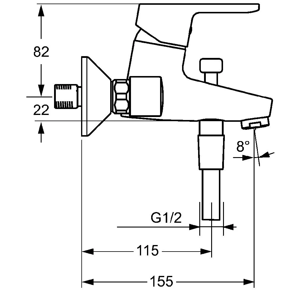 Hansa HANSAPRIMO Einhand Wannenbatterie, AP mit Brausegarnitur Bild 2
