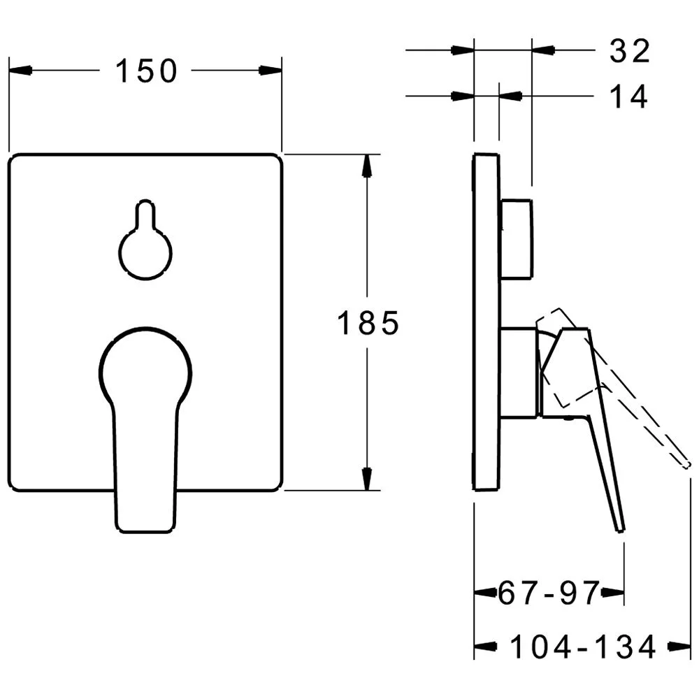 Hansa HANSATWIST Einhebelmischer Fertigmontageset für Wanne/Brause, Rosette eckig Bild 2