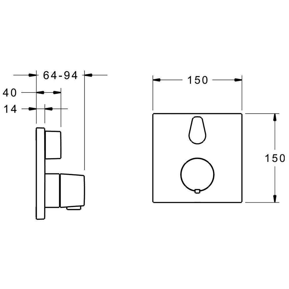Hansa HANSALIVING Thermostat-Brause-Funktionseinheit, Rosette eckig Bild 2