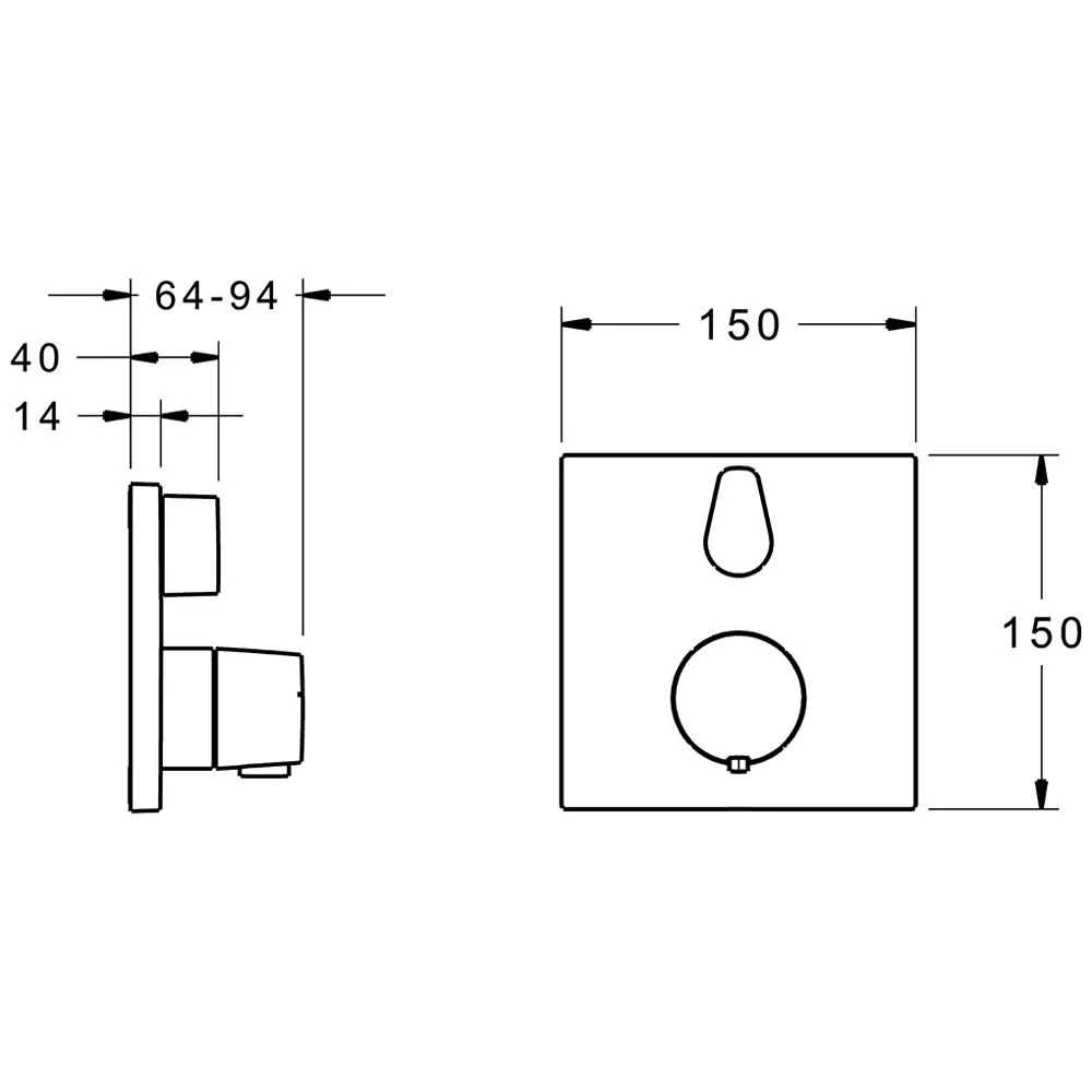 Hansa HANSALIVING Thermostat-Wannen-Funktionseinheit, Rosette eckig Bild 2