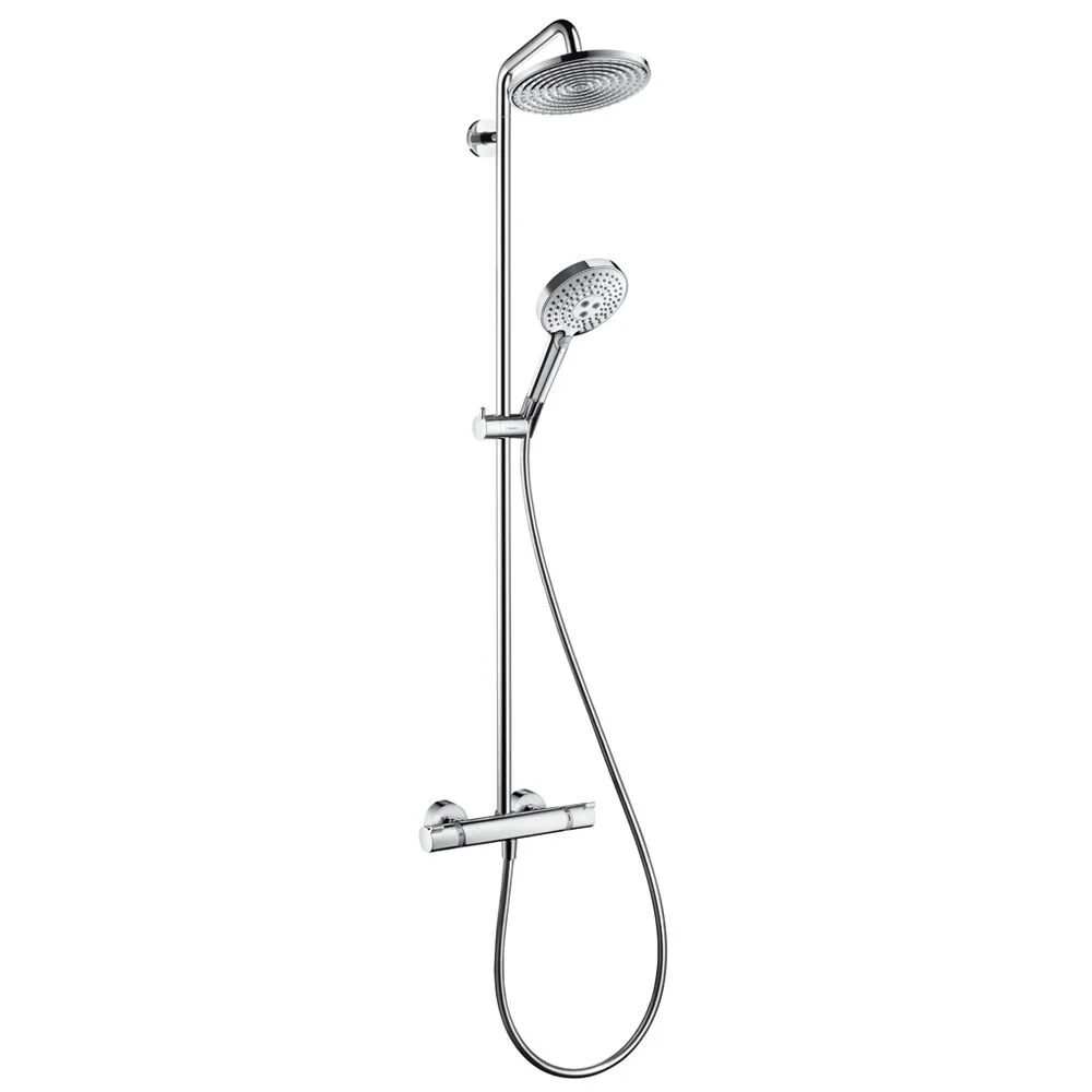 System prysznicowy widok z boku z prysznicem ręcznym, hansgrohe