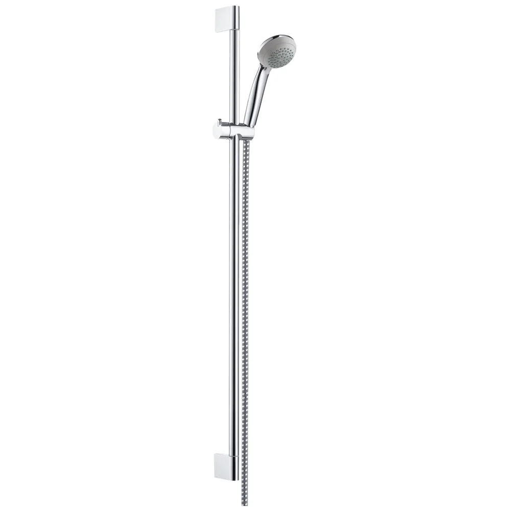 Srebrny zestaw prysznicowy z rączką z przodu, hansgrohe