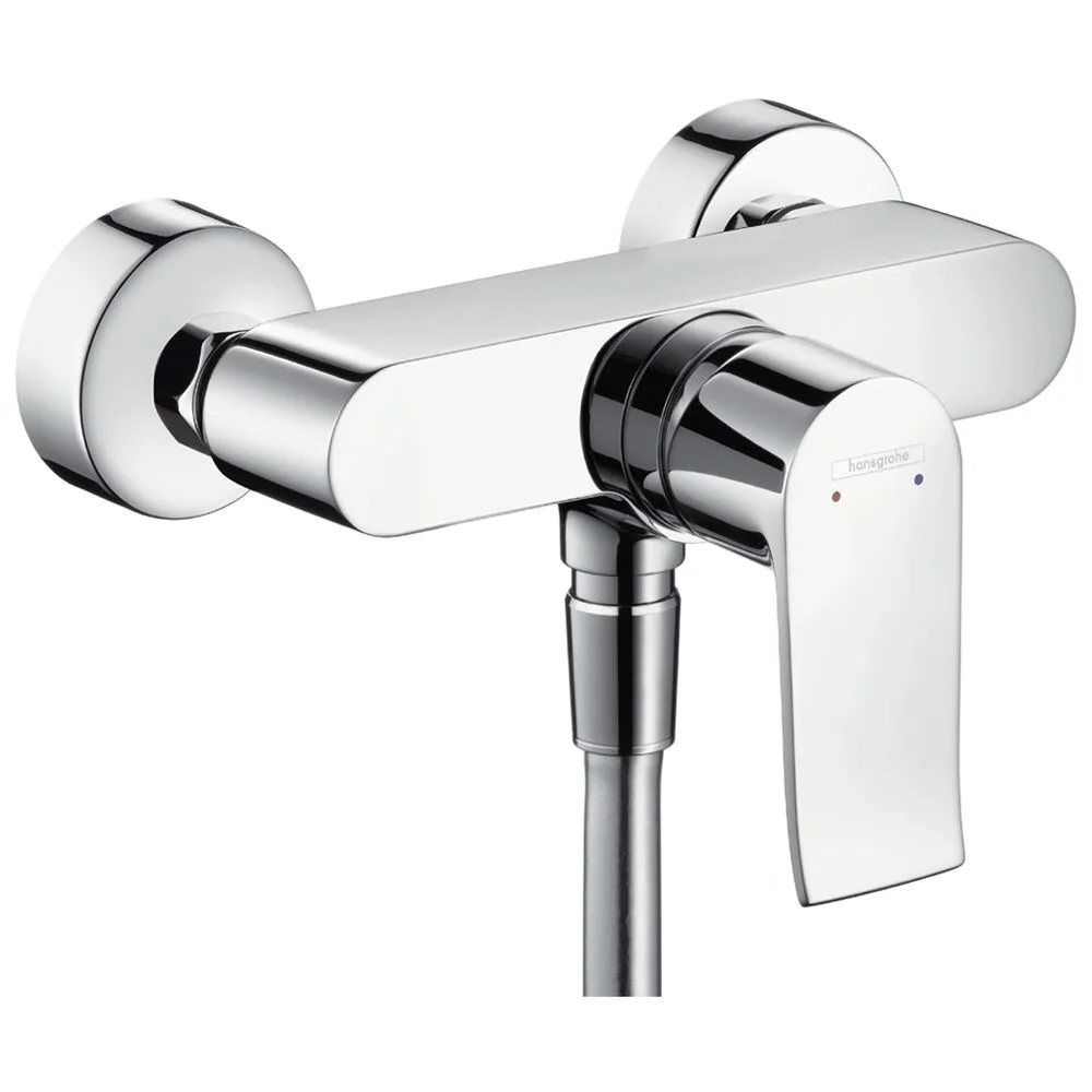 Chromowana armatura prysznicowa z widokiem z przodu, hansgrohe