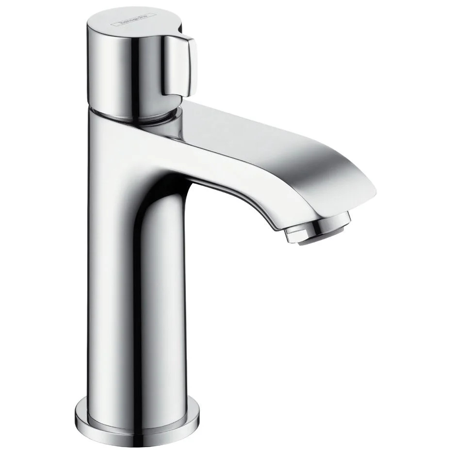 Chromowana bateria umywalkowa widok z przodu, hansgrohe