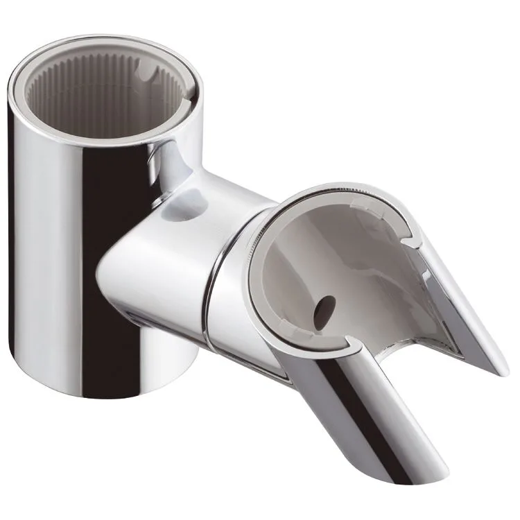 Chromowany uchwyt na głowicę prysznicową z widoku bocznego, hansgrohe