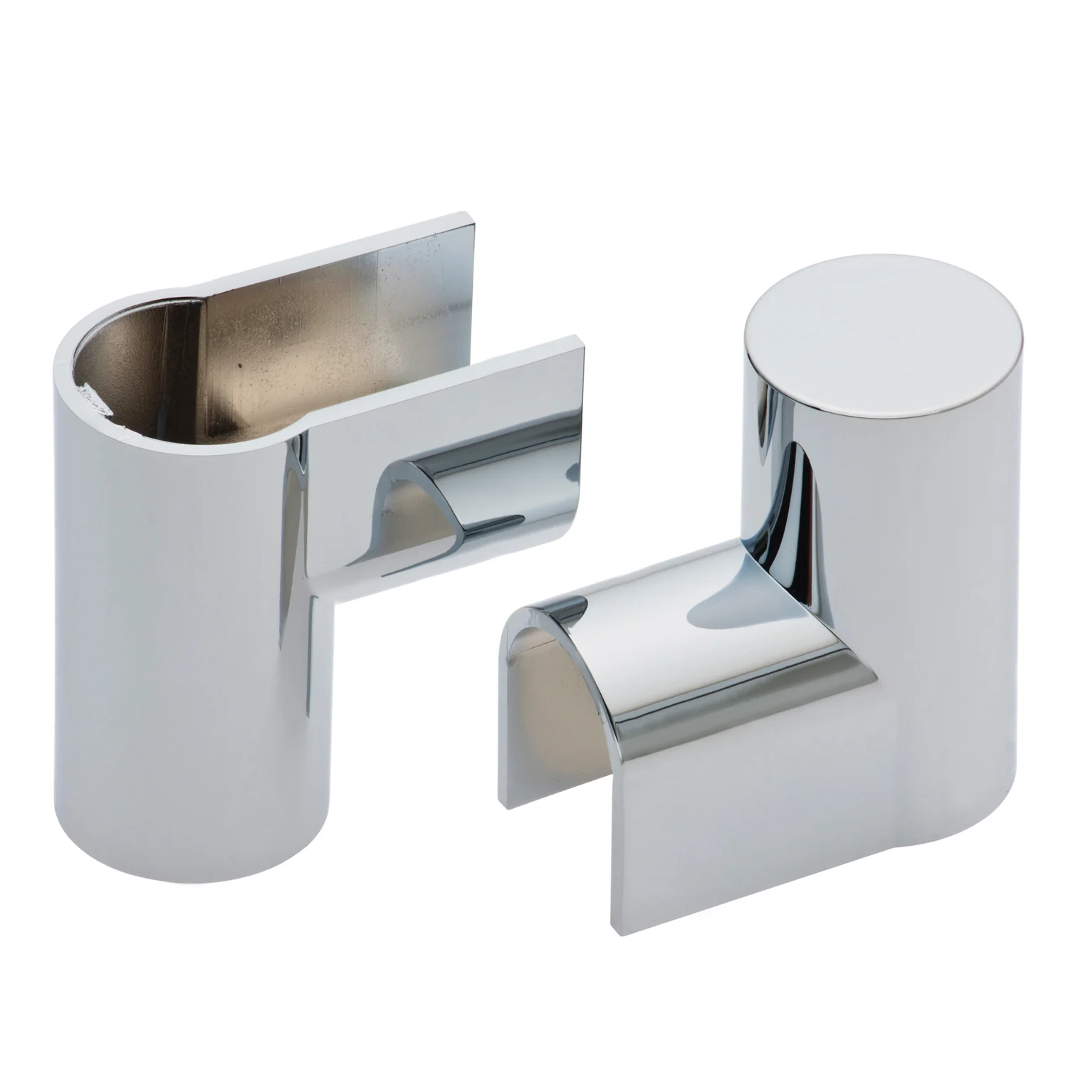 Dwa chromowane uchwyty w widoku bocznym, hansgrohe