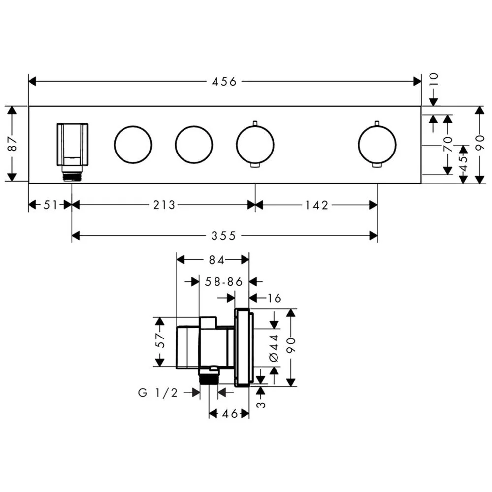 AXOR ShowerSolutions Thermostatmodul Select 460/ 90 für 2 Verbraucher, Fertigset Bild 2