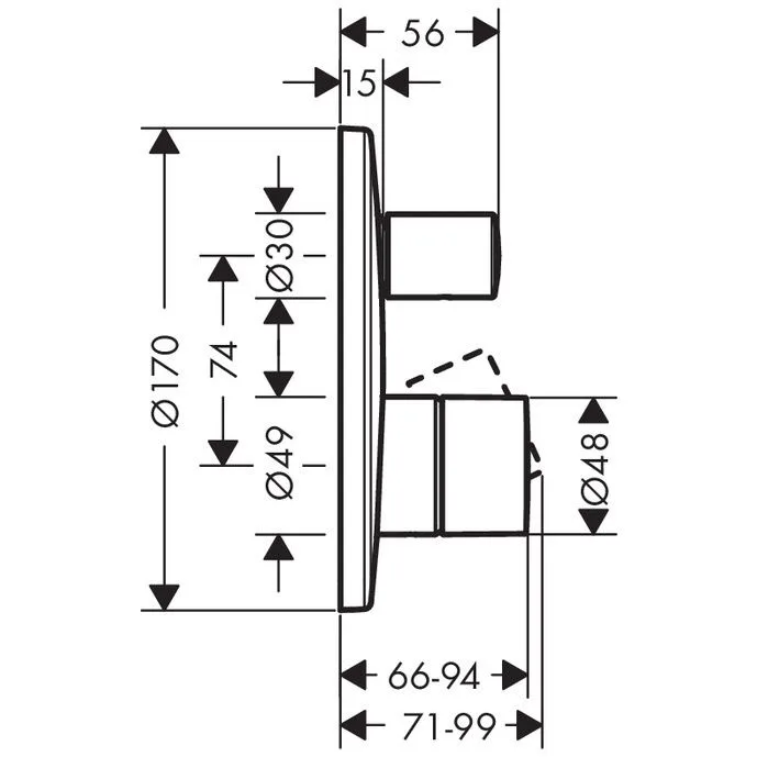 AXOR Uno Einhebel-Wannenmischer Unterputz, mit Zerogriff und Sicherungskombination Bild 2