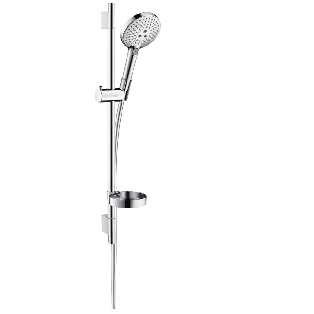 Zestaw prysznicowy widok z boku na białym tle, hansgrohe