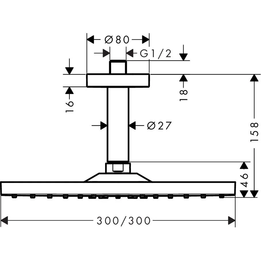hansgrohe Raindance E Kopfbrause 300 1jet EcoSmart mit Deckenanschluss Bild 2