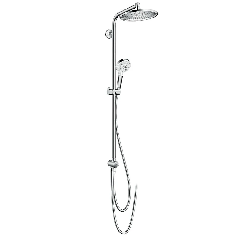 System prysznicowy widok z boku, chromowane wykończenie, hansgrohe