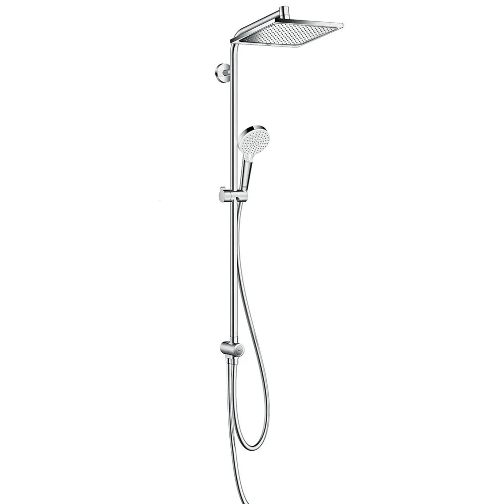 System prysznicowy widok z boku z rączką prysznicową, hansgrohe