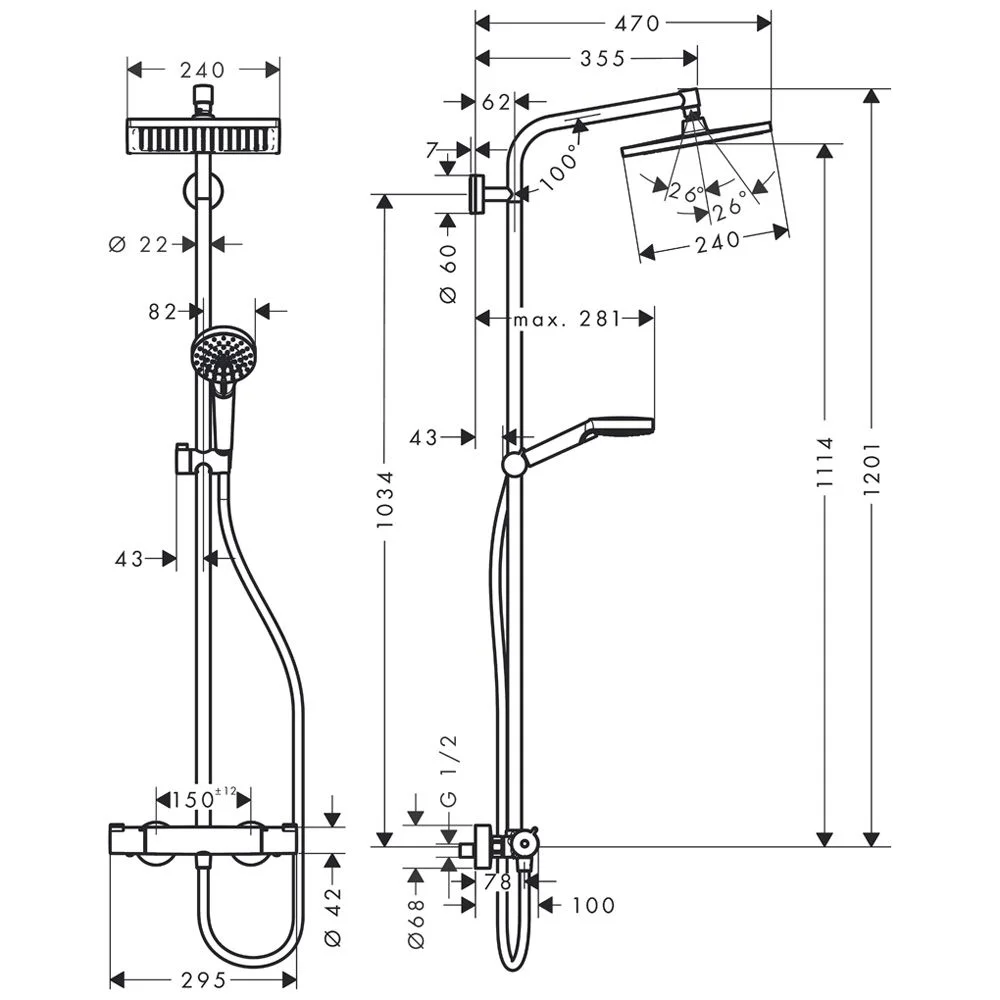 hansgrohe Crometta E 240 1jet Showerpipe EcoSmart Bild 5