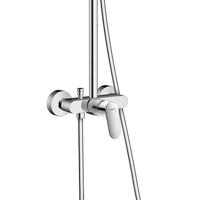 Chromowana armatura prysznicowa widok z boku, hansgrohe