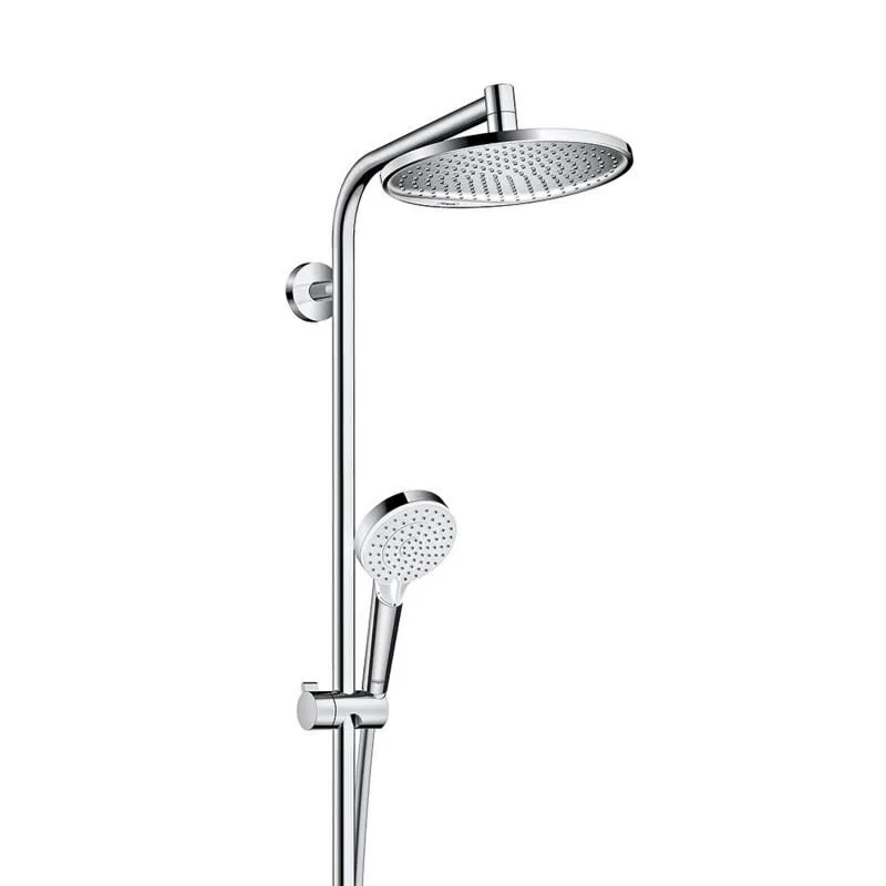 System prysznicowy widok z boku, chromowane wykończenie, hansgrohe