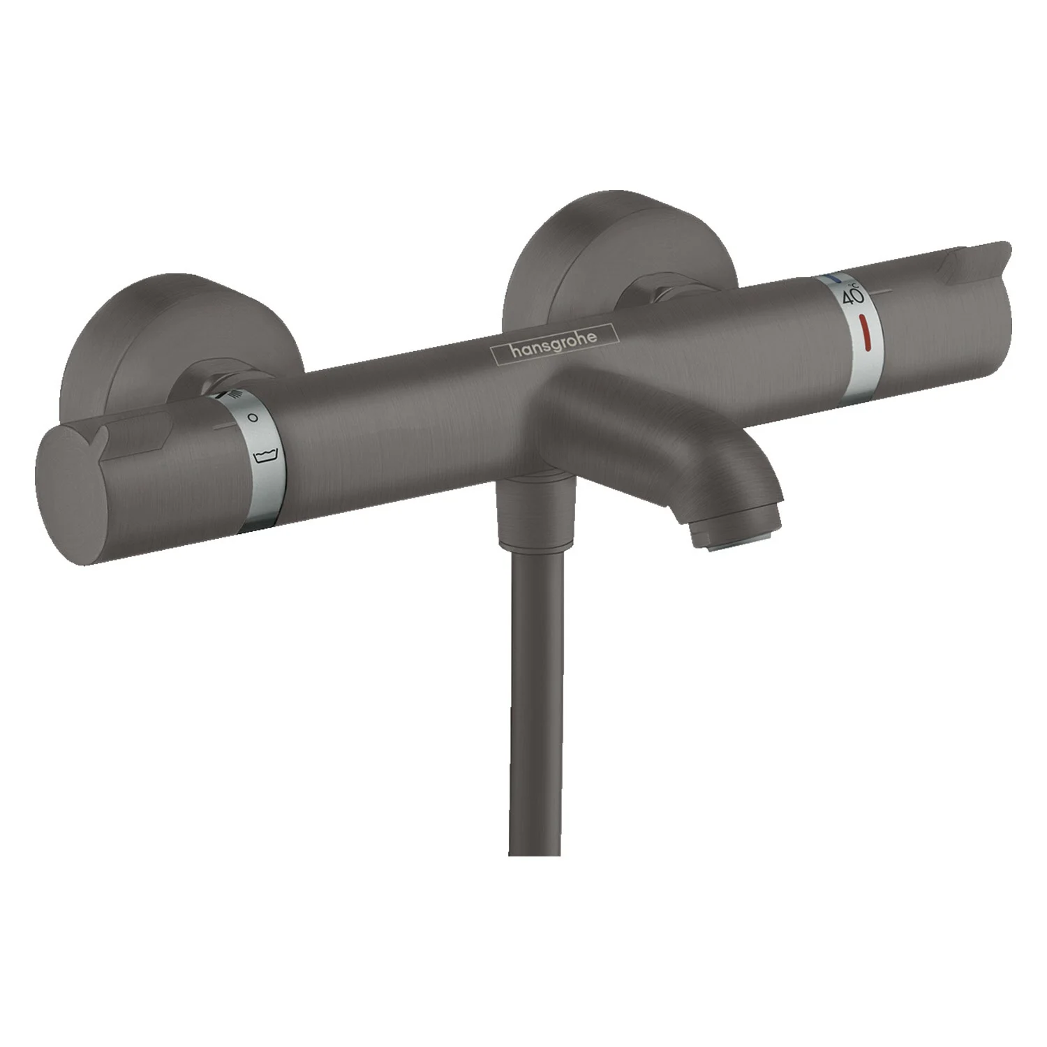 Ciemnoszary termostat w widoku z przodu, hansgrohe